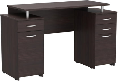 Bureau d'ordinateur expresso de 43 po avec quatre tiroirs