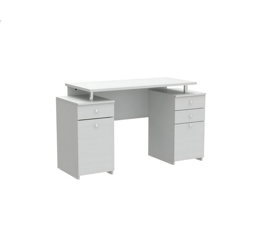 Bureau d'ordinateur blanc de 51 po avec cinq tiroirs