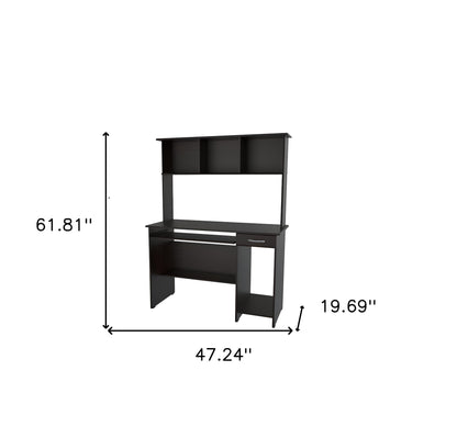 Bureau d'ordinateur en bois massif espresso de 47 po avec huche