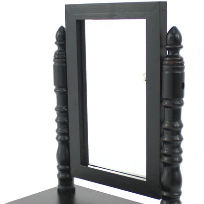 Miroir de table de rasage et de maquillage avec cadre en bois noir de 20 po