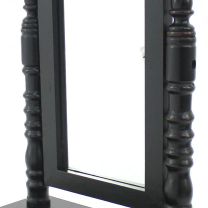 Miroir de table de rasage et de maquillage avec cadre en bois noir de 20 po