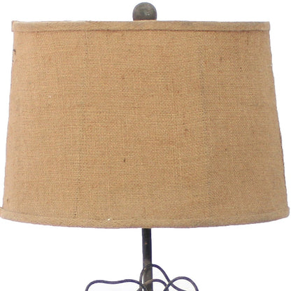 Lampe de table 11 x 15 x 27,75 cm, style cottage de campagne beige avec piédestal fleuri