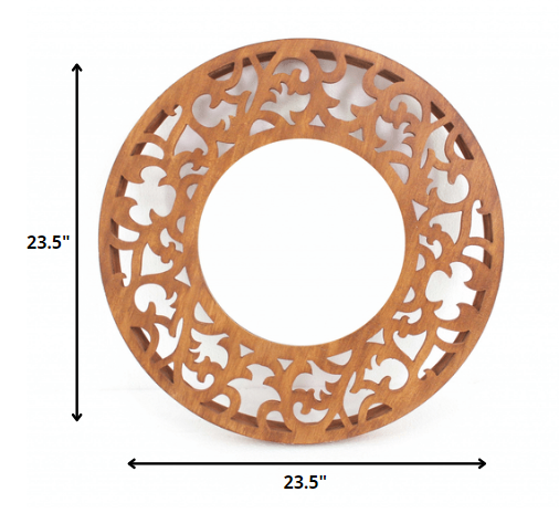 Miroir d'appoint rond encadré marron de 24 po