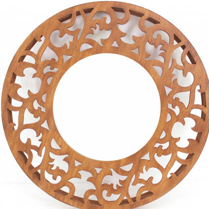 Miroir d'appoint rond encadré marron de 24 po