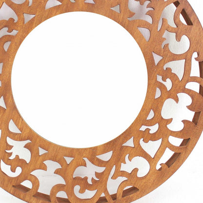 Miroir d'appoint rond encadré marron de 24 po