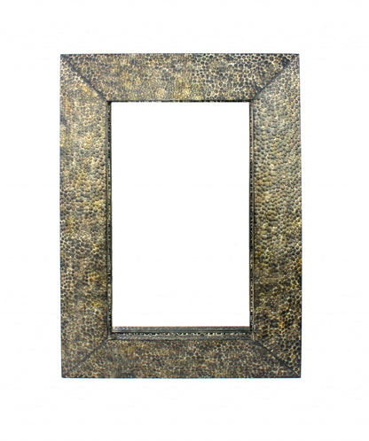 Miroir rectangulaire en métal avec accents en bronze