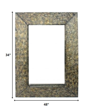 Miroir rectangulaire en métal avec accents en bronze