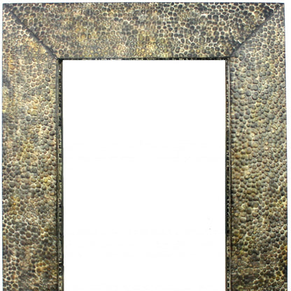 Miroir rectangulaire en métal avec accents en bronze