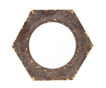 Miroir d'appoint hexagonal en bronze