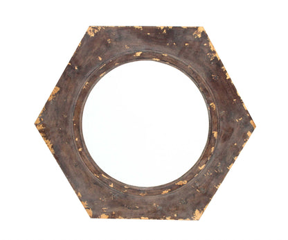 Miroir d'appoint hexagonal en bronze