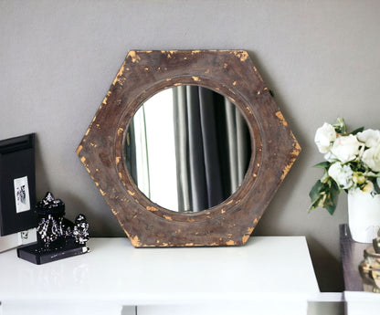 Miroir d'appoint hexagonal en bronze