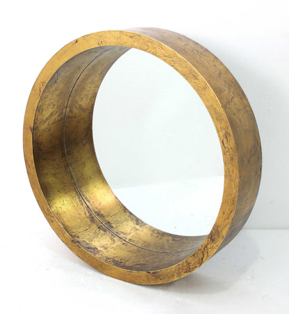 Miroir d'appoint rond encadré de bois doré de 36 po