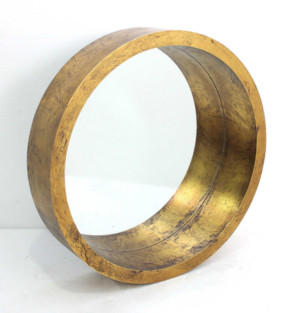 Miroir d'appoint rond encadré de bois doré de 36 po