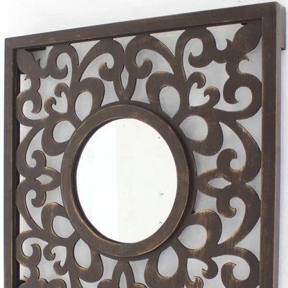 Miroir d'appoint encadré de style vintage de 24 po avec cercle brun dans un carré