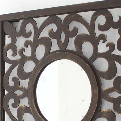 Miroir d'appoint encadré de style vintage de 24 po avec cercle brun dans un carré