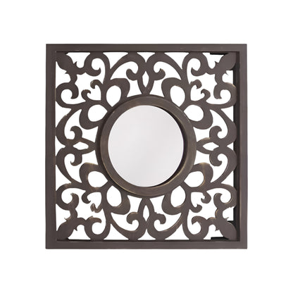 Miroir d'appoint encadré de style vintage de 24 po avec cercle brun dans un carré