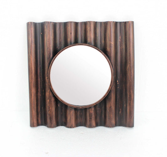 Miroir carré en métal avec accents en bronze