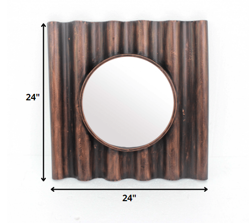 Miroir carré en métal avec accents en bronze