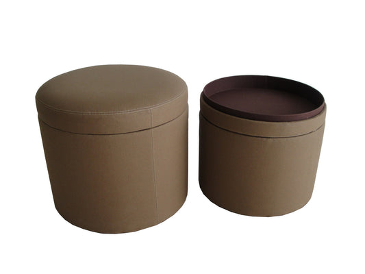 Rangement rond en similicuir beige de 1 po