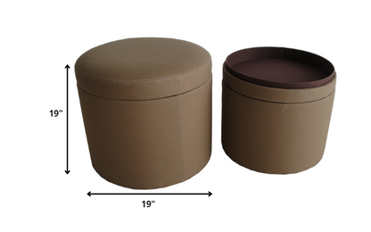 Rangement rond en similicuir beige de 1 po