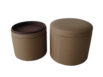 Rangement rond en similicuir beige de 1 po