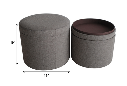 Rangement rond en similicuir gris de 1 po