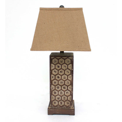 29" Brown Solid Wood Bedside Table Lamp With Brown Shade