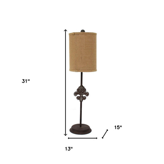 Lampe de table traditionnelle en bronze 13 x 15 x 31