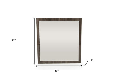 Miroir en verre et placage en MDF gris de 41 po