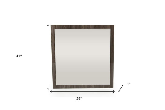 Miroir en verre et placage en MDF gris de 41 po