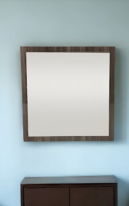 Miroir en verre et placage en MDF gris de 41 po