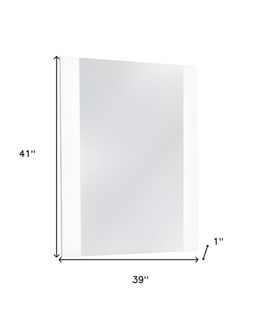 Miroir en acier et verre MDF blanc de 39 po