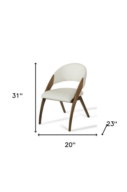 Ensemble de deux chaises de salle à manger rembourrées en similicuir crème et marron