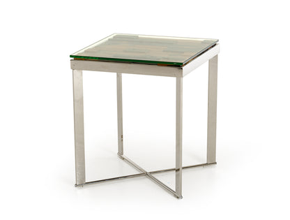 22" Silver And Brown Glass Square End Table