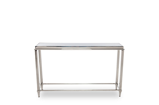 55" Silver Glass Frame Console Table