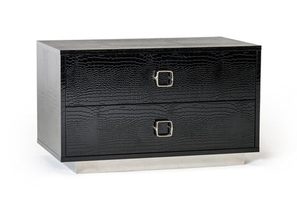 19" Black Solid Wood Nightstand