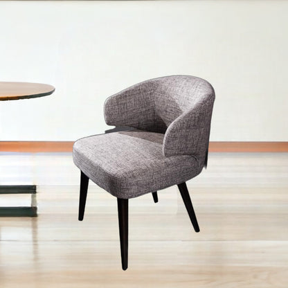 Chaise de salle à manger à dossier à oreilles en tissu rembourré gris et noir