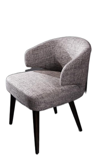 Chaise de salle à manger à dossier à oreilles en tissu rembourré gris et noir