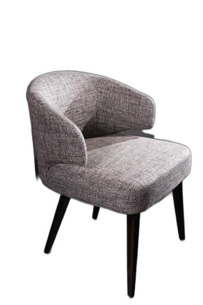 Chaise de salle à manger à dossier à oreilles en tissu rembourré gris et noir