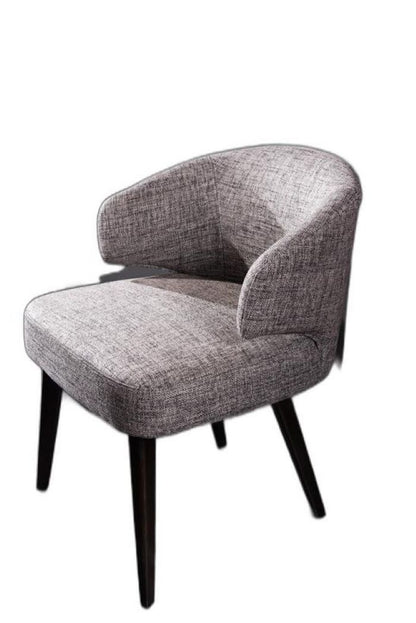 Chaise de salle à manger à dossier à oreilles en tissu rembourré gris et noir