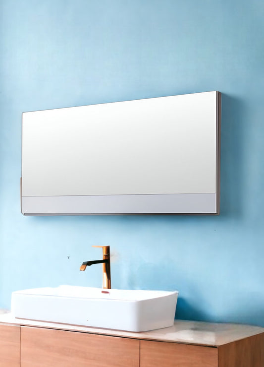 Miroir de salle de bain avec cadre blanc de 24 po