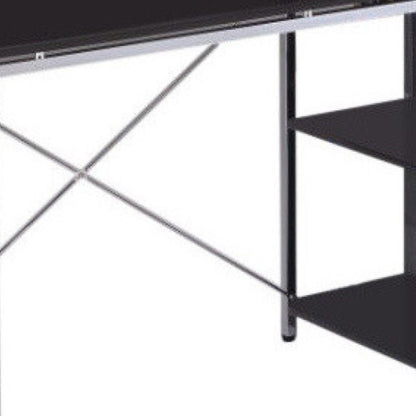 Bureau d'ordinateur noir et argent 47"