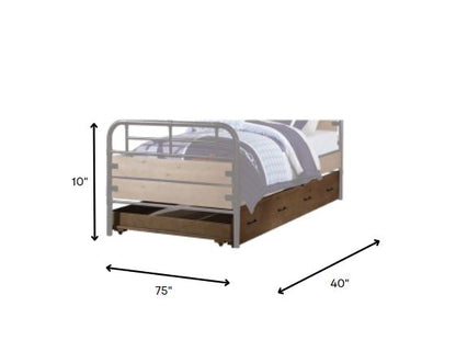 Brown and Black Solid Wood Twin Bed Frame