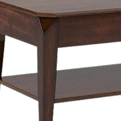 Table basse à plateau relevable brun foncé de 47 po avec étagère