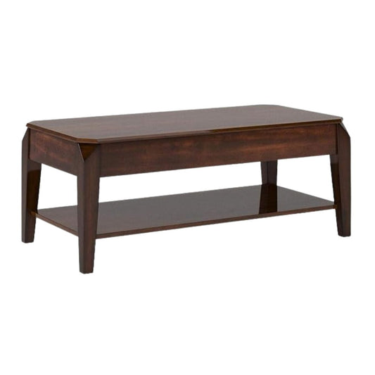 Table basse à plateau relevable brun foncé de 47 po avec étagère