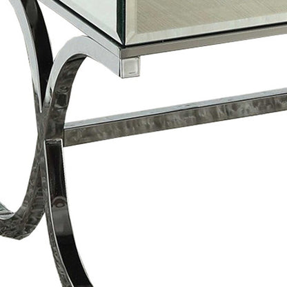 Table basse avec plateau en miroir et chrome 42" x 21" x 19"