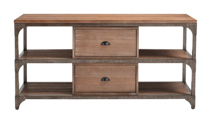 60" Wood Brown Open Shelving TV Stand