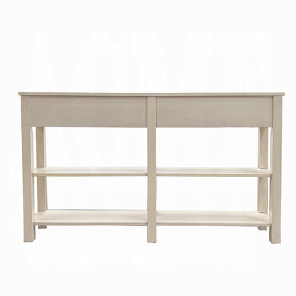 60" Cream Console Table With Shelves And Drawers