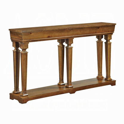 72" Oak Solid and Manufactured Wood Floor Shelf Console Table With Shelves