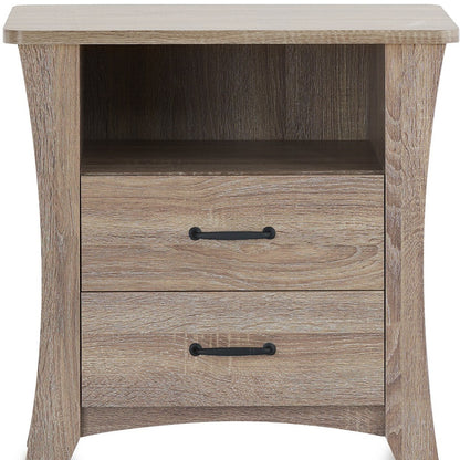 24" Brown Two Drawers Nightstand